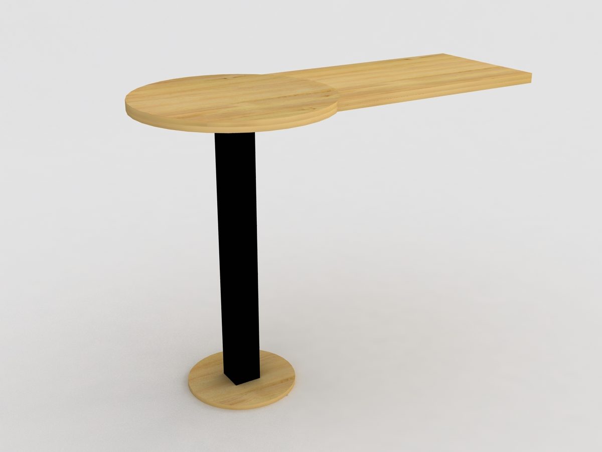 Render 3D mesa bar El Cruce vista superior, diseño personalizado para espacio de ensayo banda musical Santiago 2023
