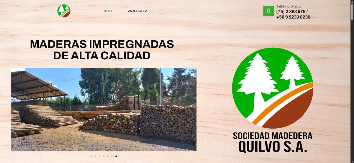 Sitio web Maderas Impregnadas catálogo de productos galería y formulario de contacto diseño WordPress Elementor Chile